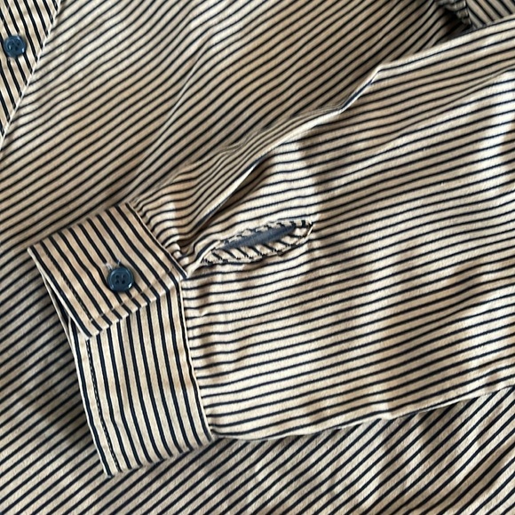 Chico’s black tan Striped button down long sleeve shirt size 3 / XL - Picture 8 of 9